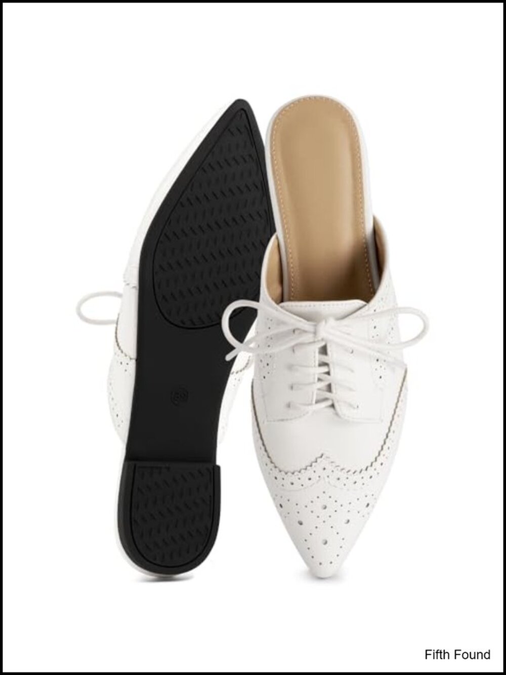 Womens Pointed Toe Mules Slip On Faux Leather Lace Up Business Casual